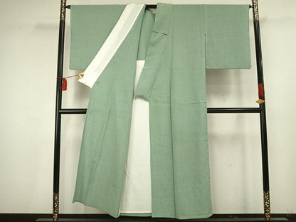 平和屋着物▽白鷹お召　単衣　蚊絣　さが美扱い　正絹　逸品　AAAU7998fy