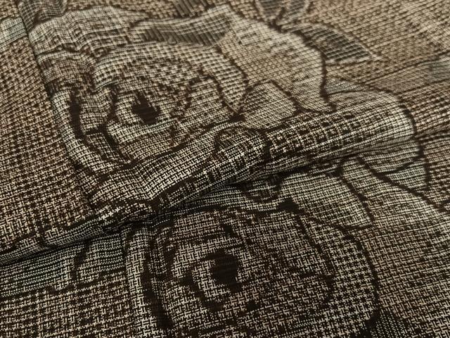 平和屋着物●本場大島紬 泥染め 割込み絣 格子花文 正絹 逸品 AAAU8014zg
