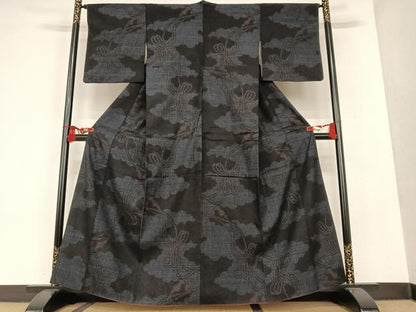 平和屋着物●結城紬 80亀甲 雲重ね菱文 阪急百貨店扱い 正絹 逸品 AAAU8021zg