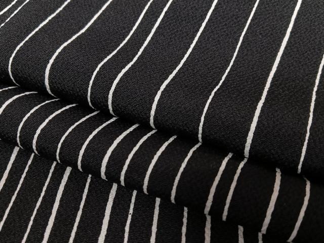 平和屋着物●上質な小紋　縞　黒地　正絹　逸品　AAAU8043zg