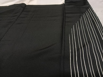平和屋着物●上質な小紋　縞　黒地　正絹　逸品　AAAU8043zg