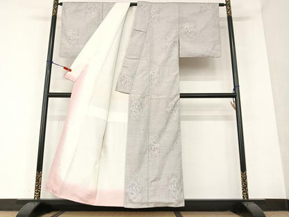 平和屋着物●本場大島紬　白大島　9マルキ　草花文　正絹　逸品　AAAU8091zg