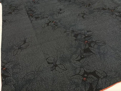 平和屋着物●本塩沢 110亀甲 草花文 正絹 逸品 AAAU8098zg
