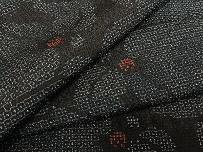 平和屋着物●本塩沢 110亀甲 草花文 正絹 逸品 AAAU8098zg