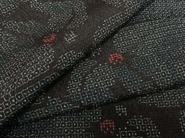 平和屋着物●本塩沢 110亀甲 草花文 正絹 逸品 AAAU8098zg