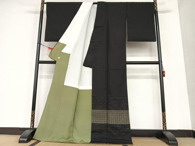 お召 変わり市松に上品な加工 正絹 AK-5336 お召 変わり市松に上品な加工 正絹 AK-5336 着物・浴衣