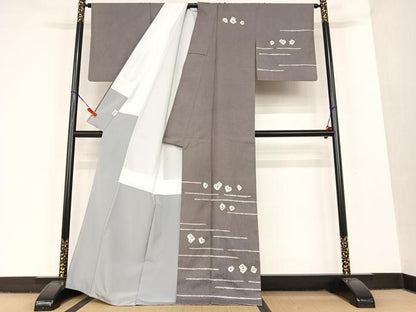 平和屋着物●訪問着 絞り 横段文 正絹 逸品 AAAU8132zg