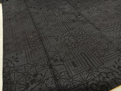 平和屋着物●結城紬 80亀甲 麻の葉文様 青海波 正絹 逸品 AAAU8134zg