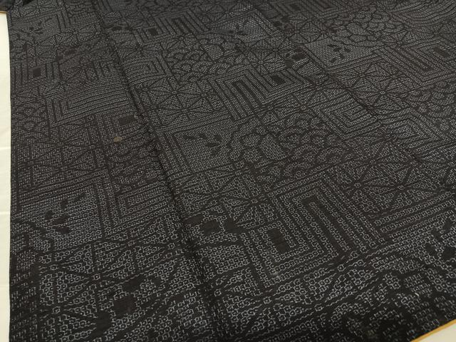 平和屋着物●結城紬 80亀甲 麻の葉文様 青海波 正絹 逸品 AAAU8134zg