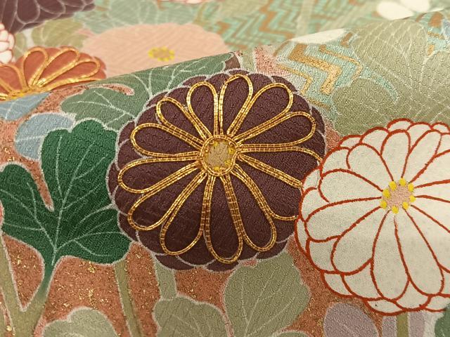 平和屋着物○訪問着 駒刺繍 草花文 暈し染め 金彩 正絹 逸品