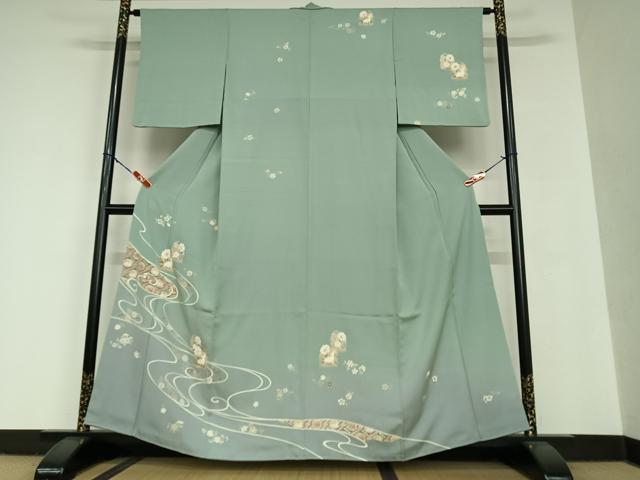 平和屋着物●訪問着 流水花兎 暈し染め 金彩 正絹 逸品 AAAU8164zg