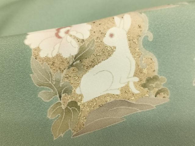 平和屋着物●訪問着 流水花兎 暈し染め 金彩 正絹 逸品 AAAU8164zg