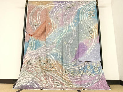 平和屋着物●豪華振袖　辻が花　暈し染め　丹後縮緬　上代48万円　仮絵羽　逸品　未使用　AAAU8175zg