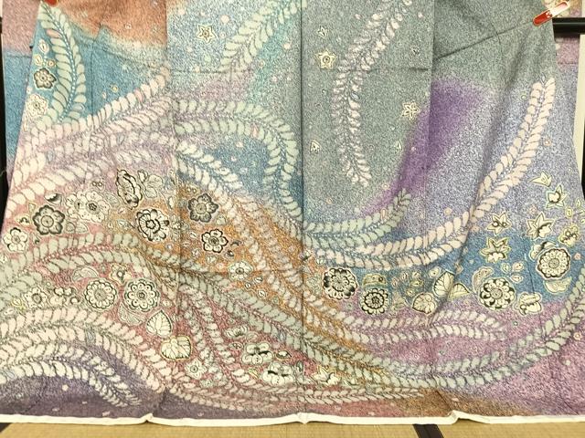 平和屋着物●豪華振袖　辻が花　暈し染め　丹後縮緬　上代48万円　仮絵羽　逸品　未使用　AAAU8175zg