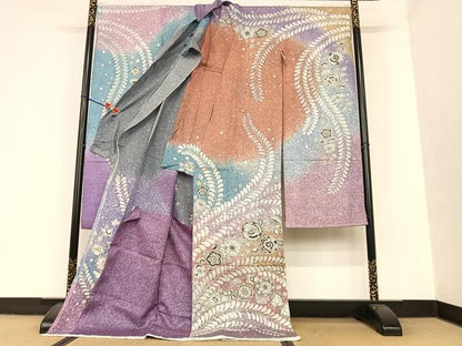 平和屋着物●豪華振袖　辻が花　暈し染め　丹後縮緬　上代48万円　仮絵羽　逸品　未使用　AAAU8175zg