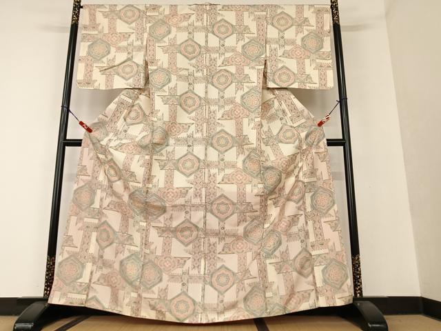 平和屋着物●本場染大島紬　亀甲花文　正絹　逸品　AAAU8181zg