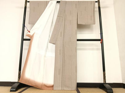 平和屋着物●上質な小紋 縞 正絹 逸品 未使用 AAAU8186zg
