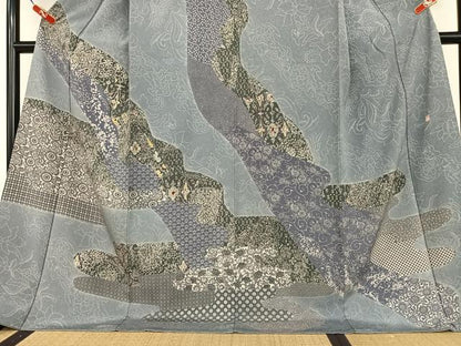 平和屋着物●小林文次郎 訪問着 菊唐草文 ロング丈 正絹 逸品 AAAU8208zg