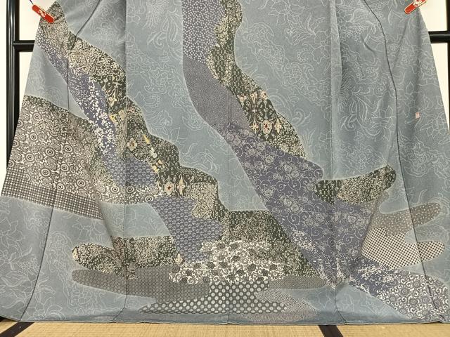 平和屋着物●小林文次郎 訪問着 菊唐草文 ロング丈 正絹 逸品 AAAU8208zg
