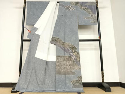 平和屋着物●小林文次郎 訪問着 菊唐草文 ロング丈 正絹 逸品 AAAU8208zg