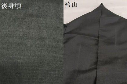 平和屋着物●上質な紬 蔦の葉文 黒地 正絹 逸品 AAAU8213zg