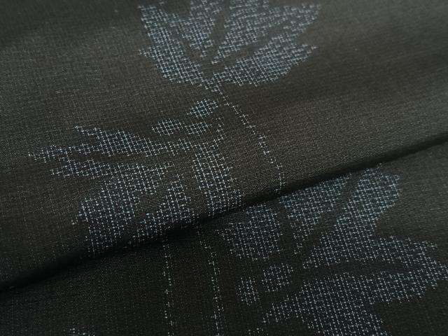 平和屋着物●上質な紬 蔦の葉文 黒地 正絹 逸品 AAAU8213zg