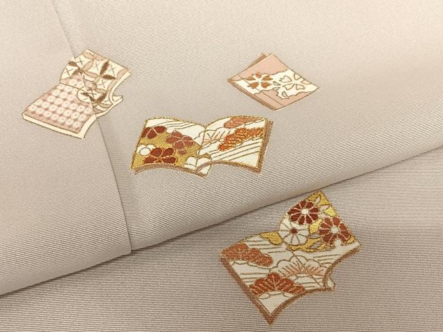 平和屋着物●銀座きしや　訪問着　駒刺繍　花冊子文　金彩　たとう紙付き　正絹　逸品　AAAU8236zg