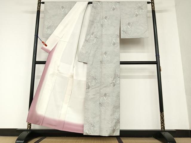 平和屋着物●本場大島紬 白大島 9マルキ 草花文 正絹 逸品 AAAU8244zg