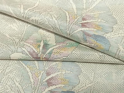 平和屋着物●本場大島紬 白大島 9マルキ 草花文 正絹 逸品 AAAU8244zg