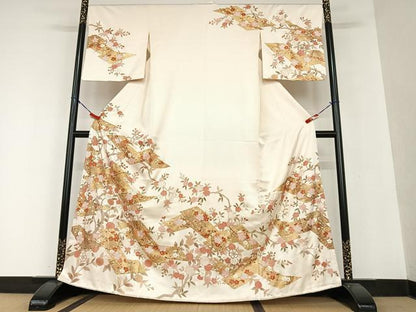 平和屋着物●訪問着 駒刺繍 枝梅 暈し染め 金彩 正絹 逸品 AAAU8249zg