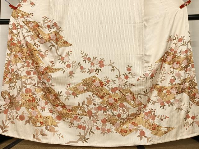 平和屋着物●訪問着 駒刺繍 枝梅 暈し染め 金彩 正絹 逸品 AAAU8249zg
