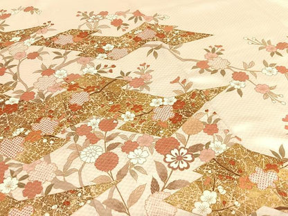 平和屋着物●訪問着 駒刺繍 枝梅 暈し染め 金彩 正絹 逸品 AAAU8249zg