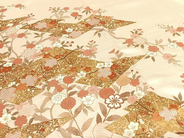 平和屋着物●訪問着 駒刺繍 枝梅 暈し染め 金彩 正絹 逸品 AAAU8249zg