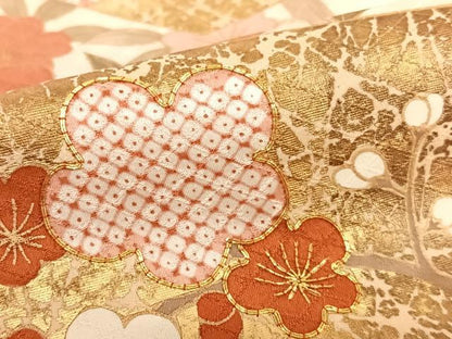 平和屋着物●訪問着 駒刺繍 枝梅 暈し染め 金彩 正絹 逸品 AAAU8249zg