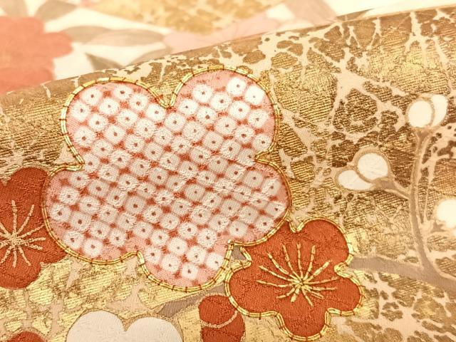 平和屋着物●訪問着 駒刺繍 枝梅 暈し染め 金彩 正絹 逸品 AAAU8249zg