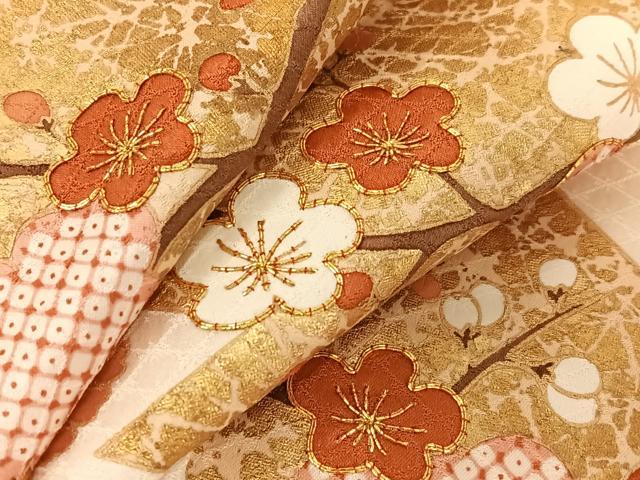 平和屋着物●訪問着 駒刺繍 枝梅 暈し染め 金彩 正絹 逸品 AAAU8249zg
