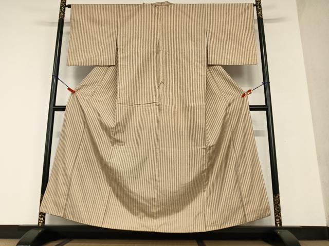 平和屋着物●上質な紬　縞　正絹　逸品　AAAU8256zg