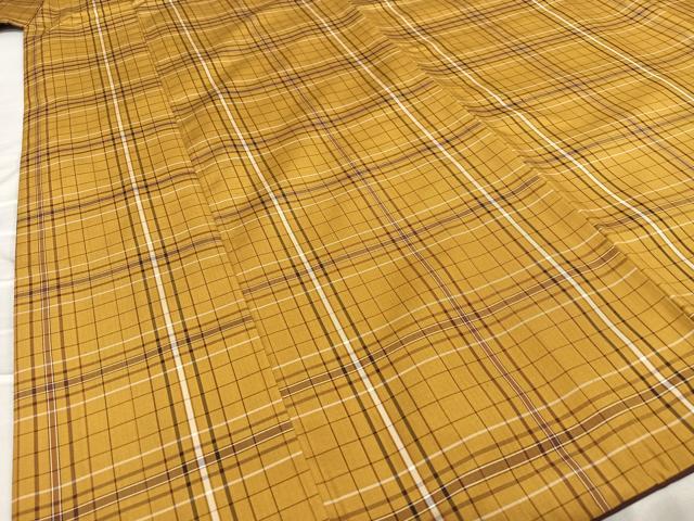 平和屋着物●本場黄八丈 平織 紬 格子 正絹 逸品 AAAU8267zg