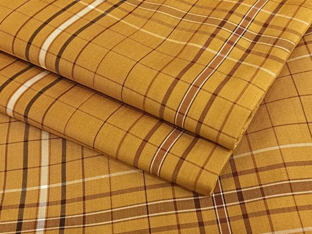 平和屋着物●本場黄八丈 平織 紬 格子 正絹 逸品 AAAU8267zg