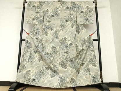 平和屋着物●本場大島紬 白大島 総絣 風景文 正絹 逸品 AAAU8317zg