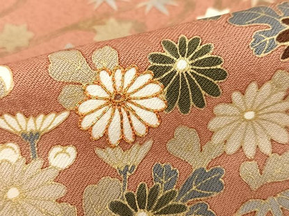 平和屋着物●訪問着 駒刺繍 松竹梅舞扇文 金彩 うそつき襦袢 正絹 逸品 AAAU8285zg