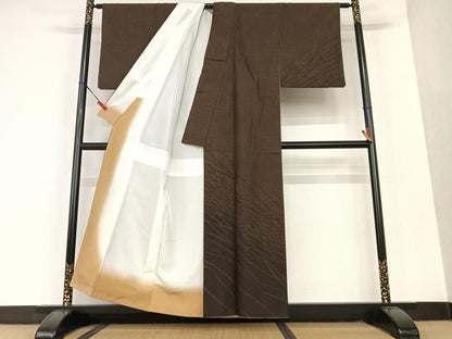 平和屋着物●訪問着 作家物 龍雲 紬地 斜縞 正絹 逸品 AAAU8296zg