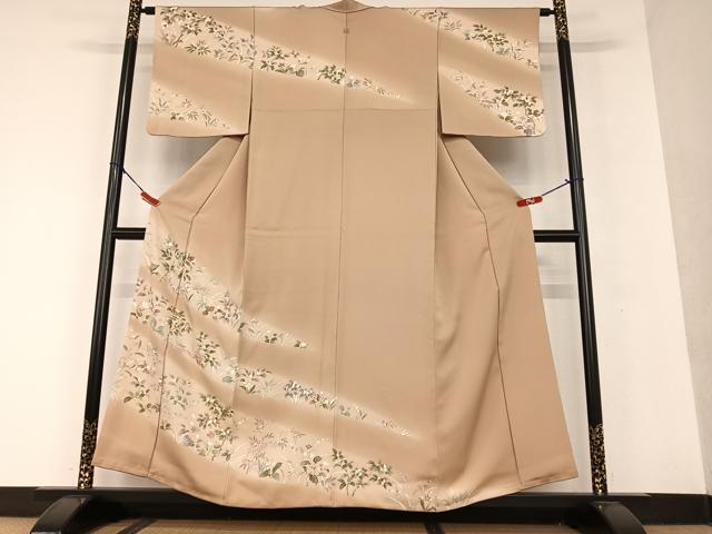 平和屋着物●訪問着 駒刺繍 草花文 暈し染め 金彩 正絹 逸品 AAAU8302zg