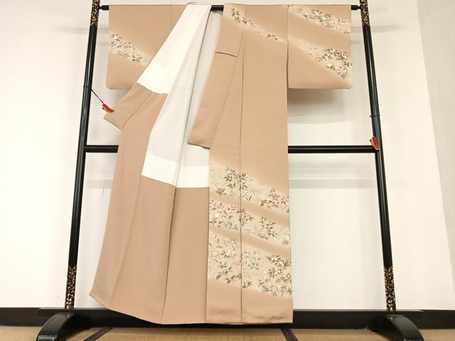 平和屋着物●訪問着 駒刺繍 草花文 暈し染め 金彩 正絹 逸品 AAAU8302zg
