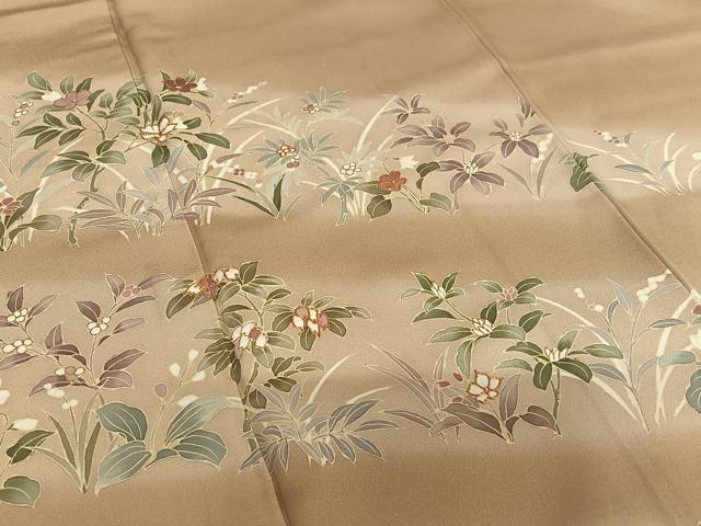 平和屋着物●訪問着 駒刺繍 草花文 暈し染め 金彩 正絹 逸品 AAAU8302zg