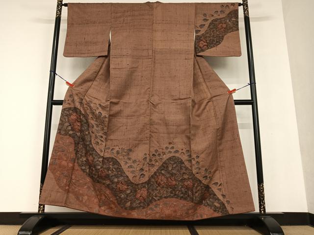 平和屋着物●訪問着 紬地 辻が花 絞り 正絹 逸品 AAAU8304zg