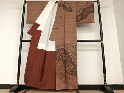平和屋着物●訪問着 紬地 辻が花 絞り 正絹 逸品 AAAU8304zg