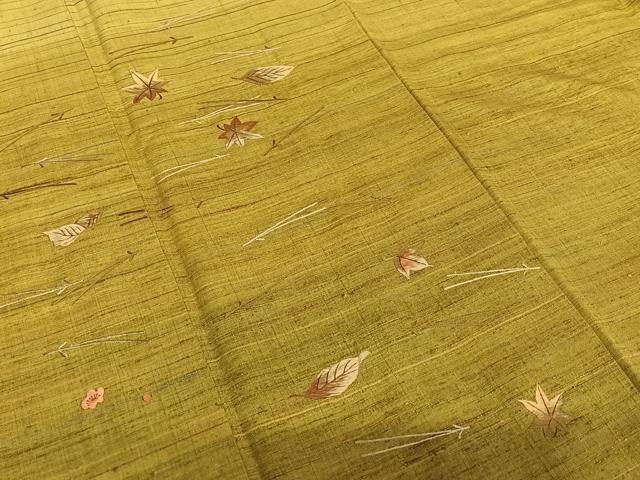 平和屋着物●訪問着　紬地　総刺繍　吹き寄せ文　正絹　逸品　AAAU8311zg