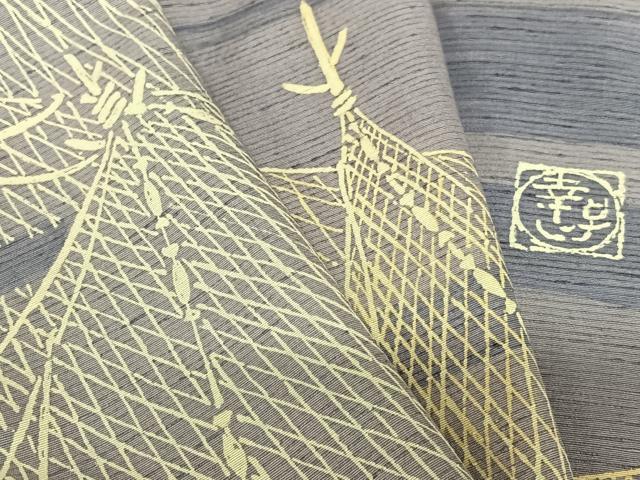平和屋着物●訪問着　作家物　幸子　紬地　網干風景文　正絹　逸品　AAAU8322zg