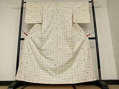 平和屋着物●上質な紬　舞花文　正絹　逸品　AAAU8328zg